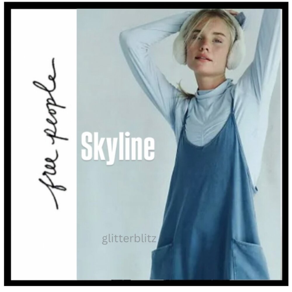 Free People Hot Shot Onesie Skyline Blue 💙 Factory Sealed - XS